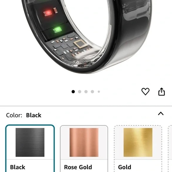 (002) Smart Ring - Sleep/Stress/HR Tracker (Black, Size 11)